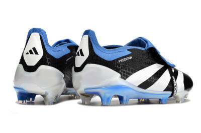 Men's Adidas Predator Elite Foldover Tongue FG Firm Ground Low-Tops Football Boots - Black/Blue/White