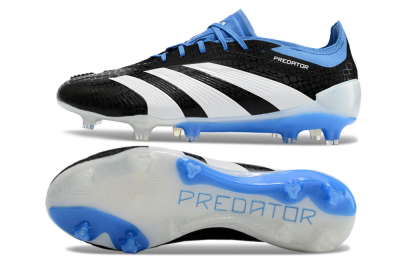 Men's Adidas Predator Accuracy+ FG Firm Ground Low-Tops Football Boots - Black/White/Blue