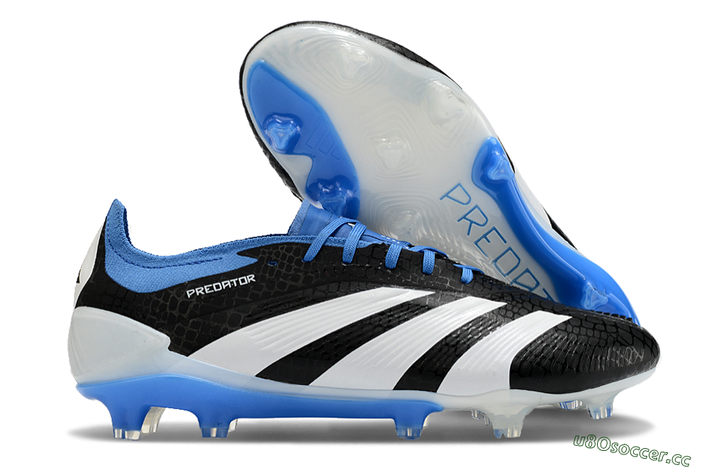 Men's Adidas Predator Accuracy+ FG Firm Ground Low-Tops Football Boots - Black/White/Blue 2
