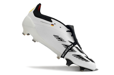 Men's Adidas Predator Elite Foldover Tongue FG Firm Ground Low-Tops Football Boots - White/Black/Red/Yellow