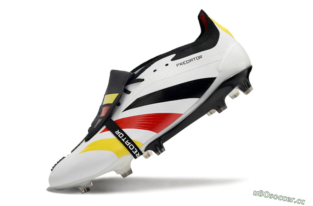 Men's Adidas Predator Elite Foldover Tongue FG Firm Ground Low-Tops Football Boots - White/Black/Red/Yellow 5