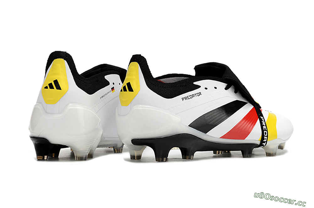 Men's Adidas Predator Elite Foldover Tongue FG Firm Ground Low-Tops Football Boots - White/Black/Red/Yellow 6