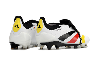 Men's Adidas Predator Elite Foldover Tongue FG Firm Ground Low-Tops Football Boots - White/Black/Red/Yellow
