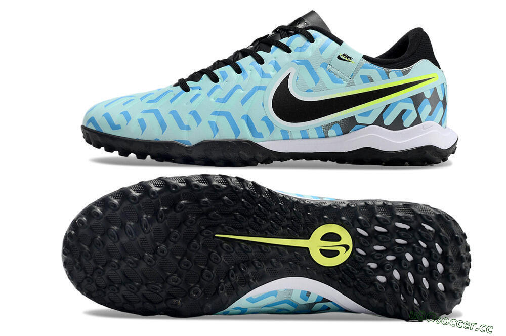 Men's Nike Tiempo Legend 10 Pro TF Artificial Turf Low-Tops Football Shoes - Blue/Black/Yellow 1