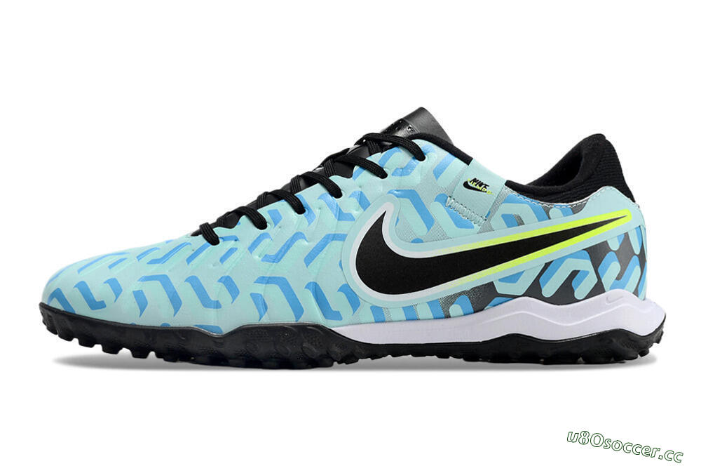 Men's Nike Tiempo Legend 10 Pro TF Artificial Turf Low-Tops Football Shoes - Blue/Black/Yellow 0
