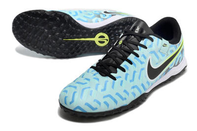 Men's Nike Tiempo Legend 10 Pro TF Artificial Turf Low-Tops Football Shoes - Blue/Black/Yellow