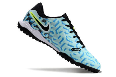 Men's Nike Tiempo Legend 10 Pro TF Artificial Turf Low-Tops Football Shoes - Blue/Black/Yellow
