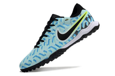 Men's Nike Tiempo Legend 10 Pro TF Artificial Turf Low-Tops Football Shoes - Blue/Black/Yellow