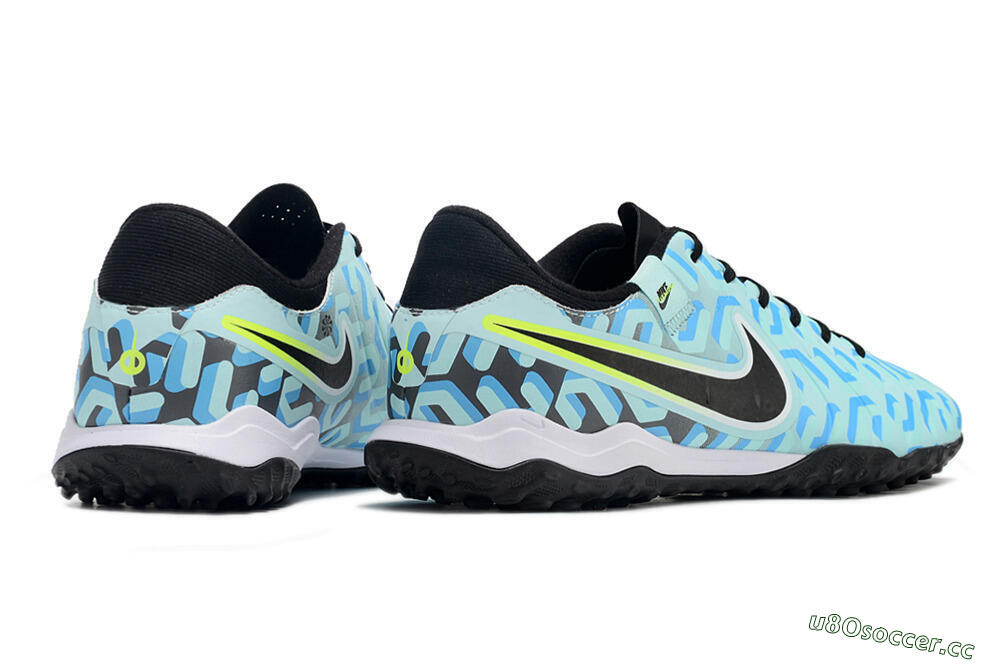 Men's Nike Tiempo Legend 10 Pro TF Artificial Turf Low-Tops Football Shoes - Blue/Black/Yellow 6