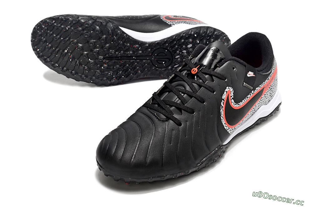 Men's Nike Tiempo Legend 10 Pro TF Artificial Turf Low-Tops Football Shoes - Black/Silver/Red 3