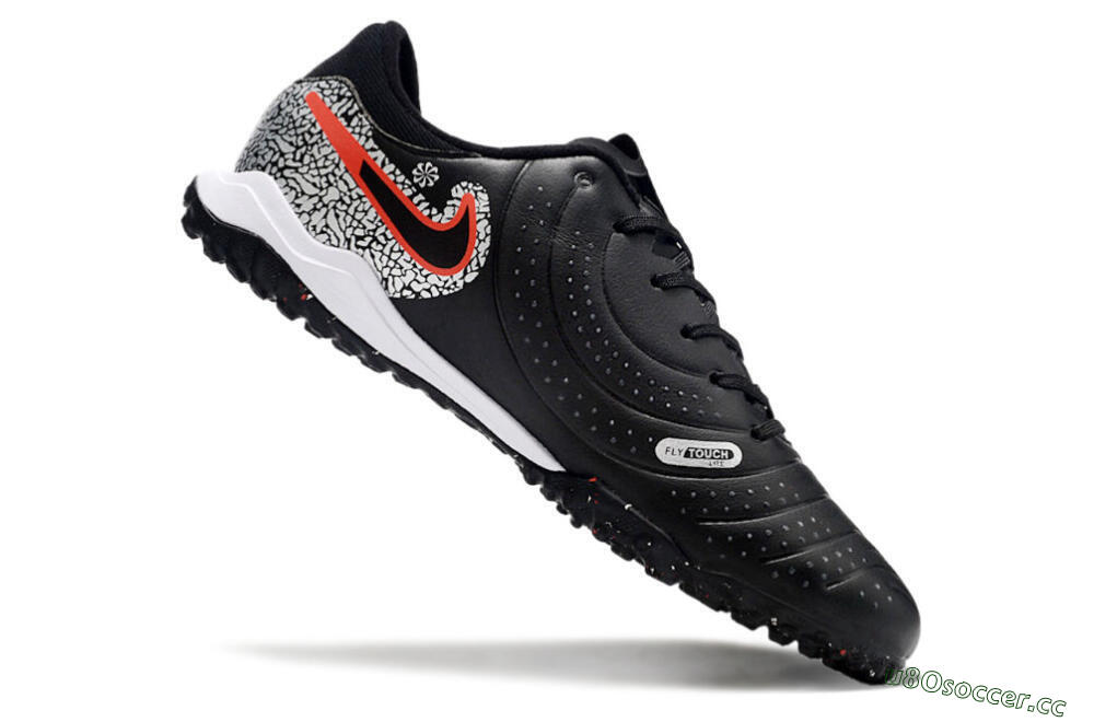 Men's Nike Tiempo Legend 10 Pro TF Artificial Turf Low-Tops Football Shoes - Black/Silver/Red 4