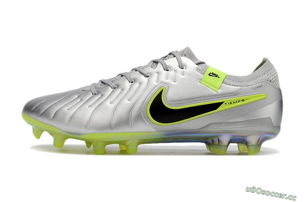 Men's NikeTiempo Legend 10 Elite FG Firm Ground Low-Tops Football Boots - Silver/Yellow/Black 0