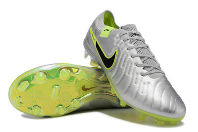 Men's NikeTiempo Legend 10 Elite FG Firm Ground Low-Tops Football Boots - Silver/Yellow/Black