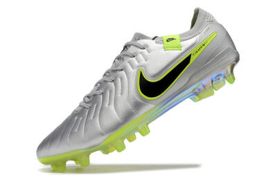 Men's NikeTiempo Legend 10 Elite FG Firm Ground Low-Tops Football Boots - Silver/Yellow/Black