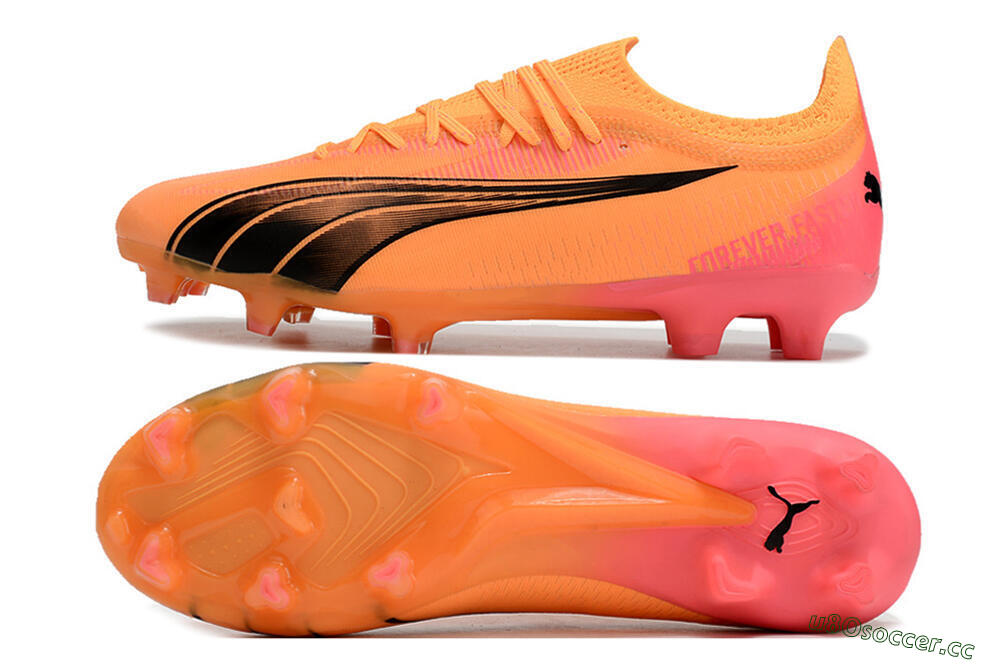 Men's Puma Ultra Ultimate FG Firm Ground Low-Tops Football Boots - Orange/Black 1