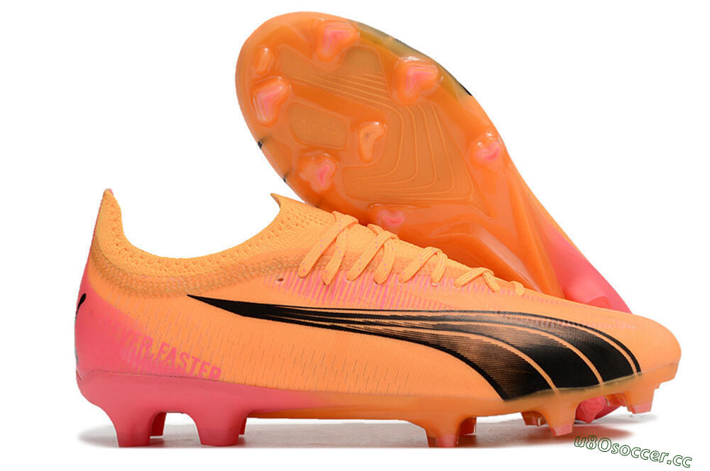Men's Puma Ultra Ultimate FG Firm Ground Low-Tops Football Boots - Orange/Black 2