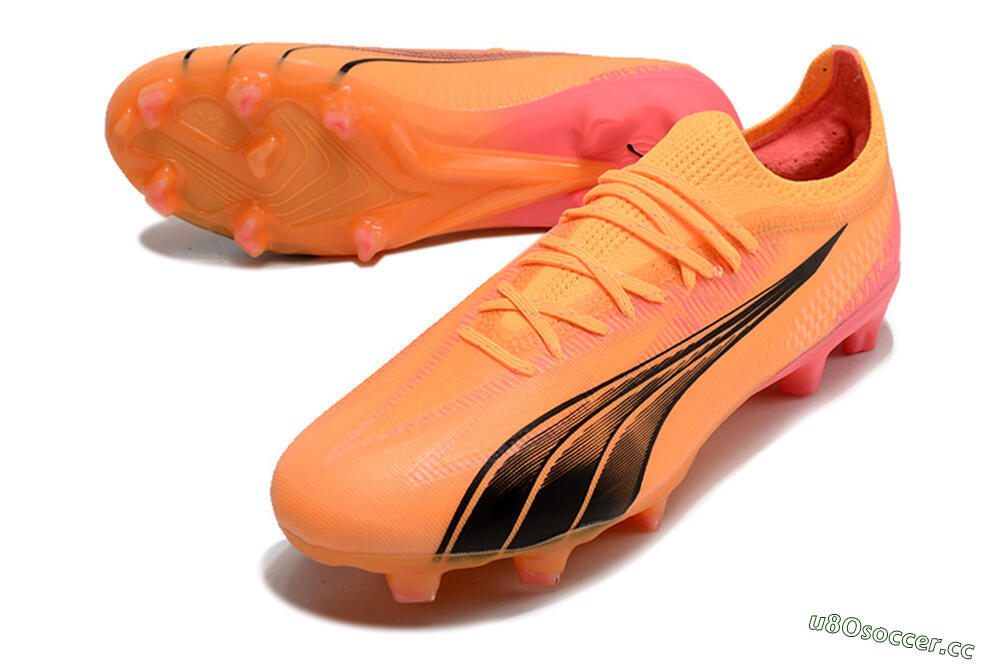 Men's Puma Ultra Ultimate FG Firm Ground Low-Tops Football Boots - Orange/Black 3