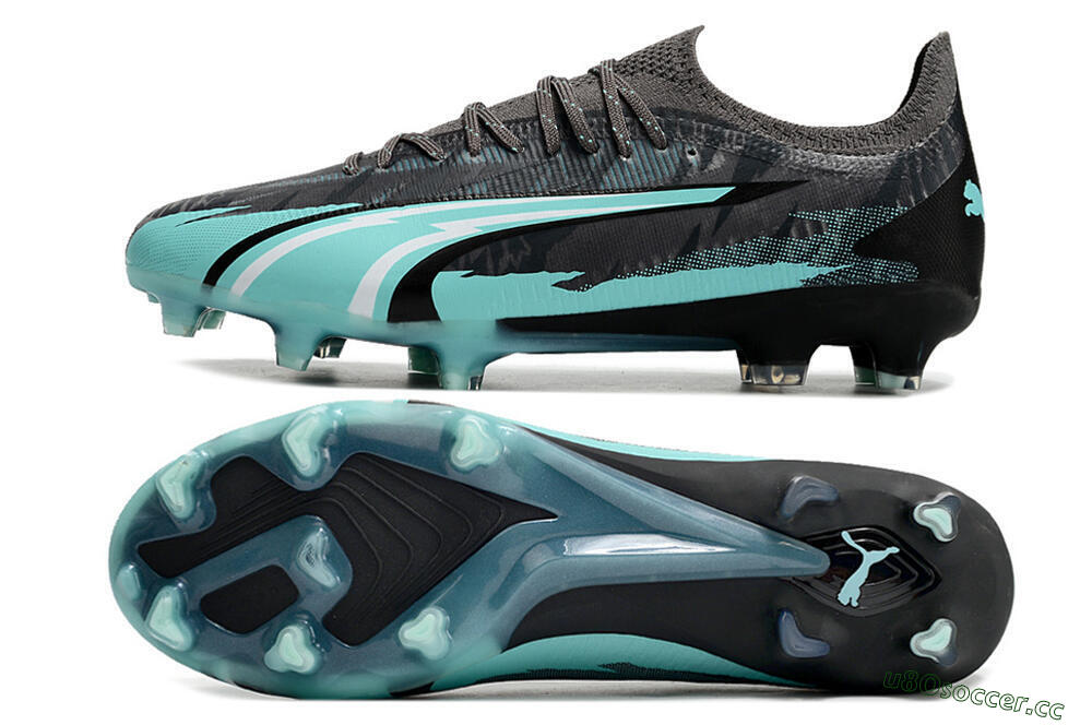 Men's Puma Ultra Ultimate FG Firm Ground Low-Tops Football Boots - Black/Jade 1