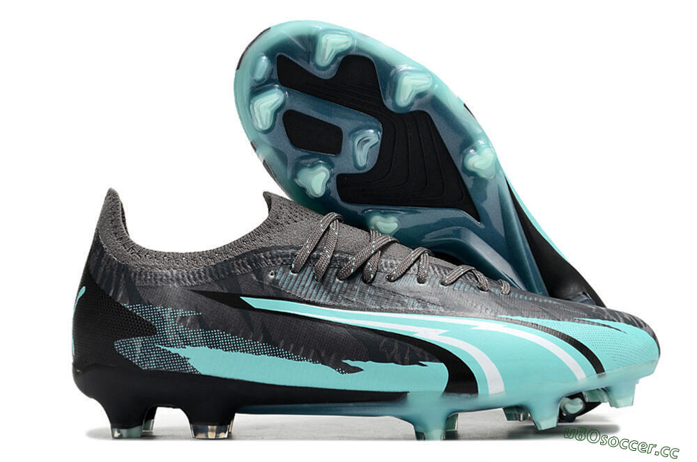 Men's Puma Ultra Ultimate FG Firm Ground Low-Tops Football Boots - Black/Jade 2