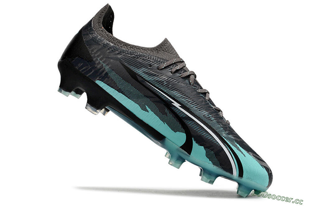 Men's Puma Ultra Ultimate FG Firm Ground Low-Tops Football Boots - Black/Jade 4