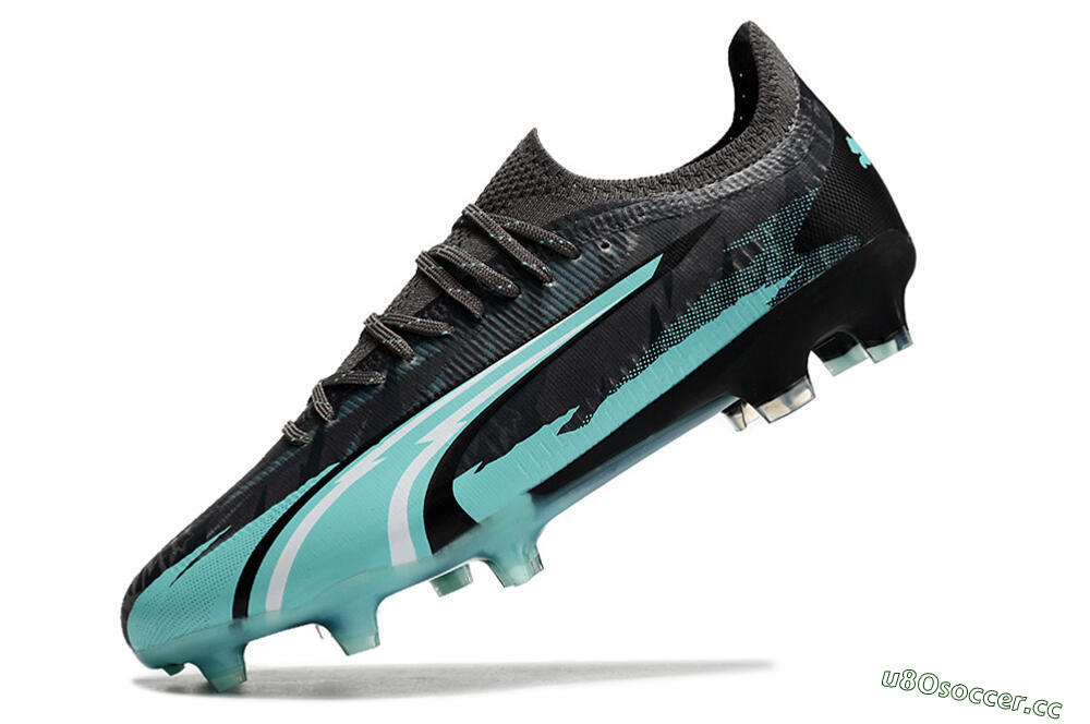 Men's Puma Ultra Ultimate FG Firm Ground Low-Tops Football Boots - Black/Jade 5