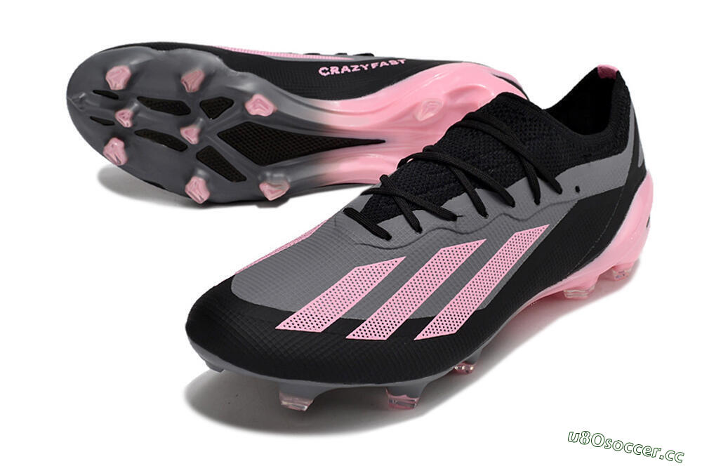 Men's Adidas X 23 Crazyfast.1 FG Firm Ground Low-Tops Football Boots - Black/Pink 3