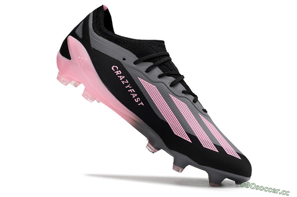 Men's Adidas X 23 Crazyfast.1 FG Firm Ground Low-Tops Football Boots - Black/Pink 4