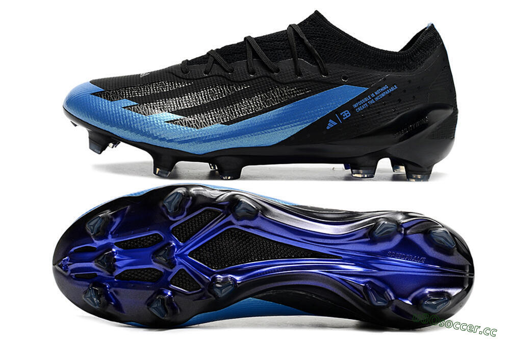 Men's Adidas X Crazyfast.1 FG Firm Ground Low-Tops Football Boots - Black/Blue/Gold 1