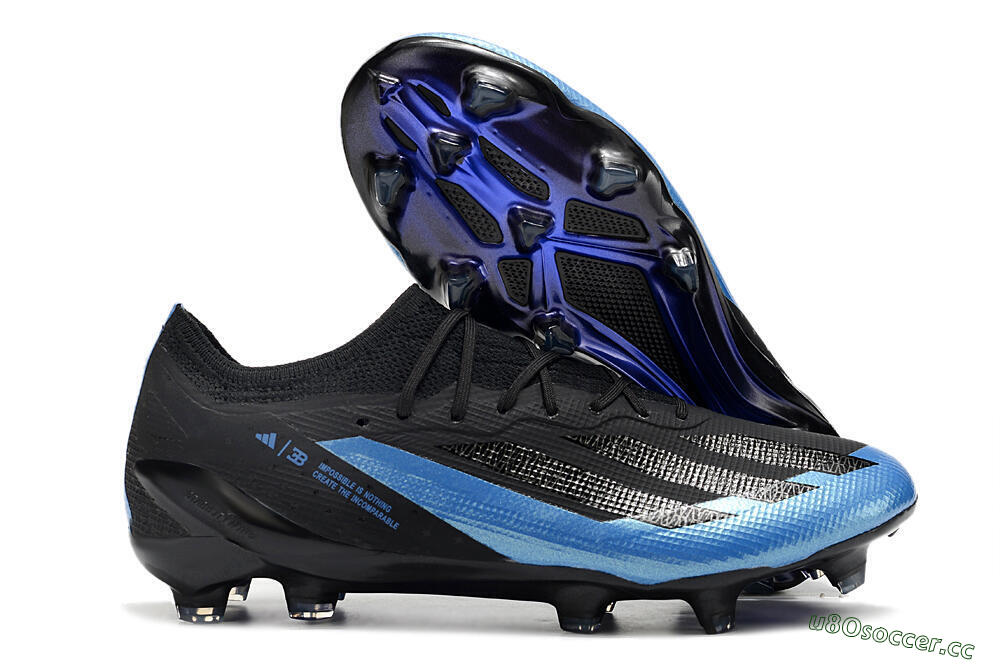 Men's Adidas X Crazyfast.1 FG Firm Ground Low-Tops Football Boots - Black/Blue/Gold 2