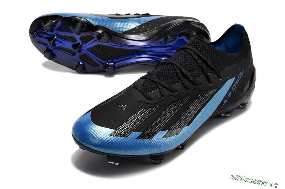 Men's Adidas X Crazyfast.1 FG Firm Ground Low-Tops Football Boots - Black/Blue/Gold 3