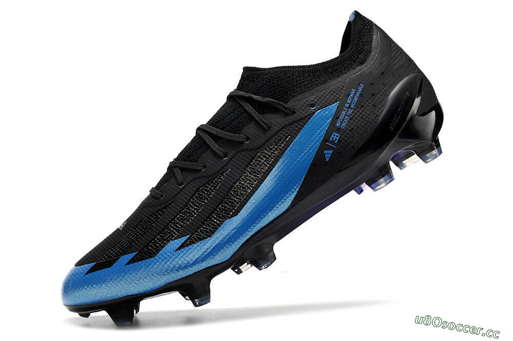 Men's Adidas X Crazyfast.1 FG Firm Ground Low-Tops Football Boots - Black/Blue/Gold 5