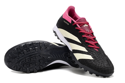 Men's Adidas Predator 24 Elite TF Artificial Turf Low-Tops Football Boots - Black/Beige/Pink