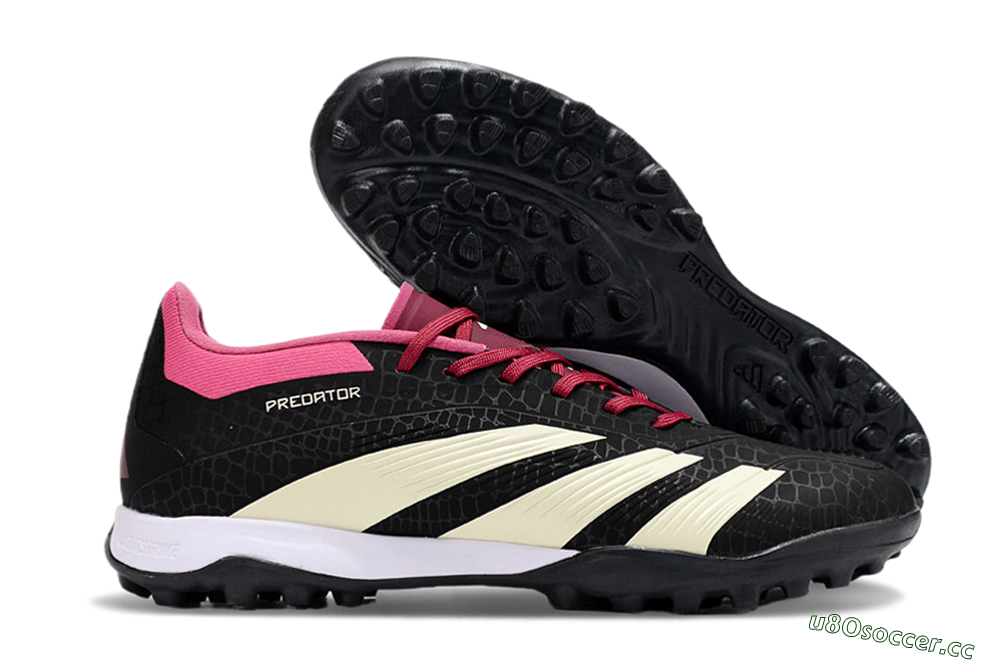 Men's Adidas Predator 24 Elite TF Artificial Turf Low-Tops Football Boots - Black/Beige/Pink 2