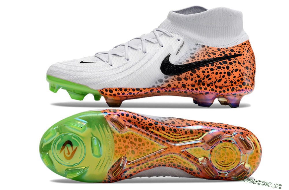 Unisex Nike Phantom Luna Elite NU FG Firm Ground High-Tops Football Boots - White/Black/Orange 1