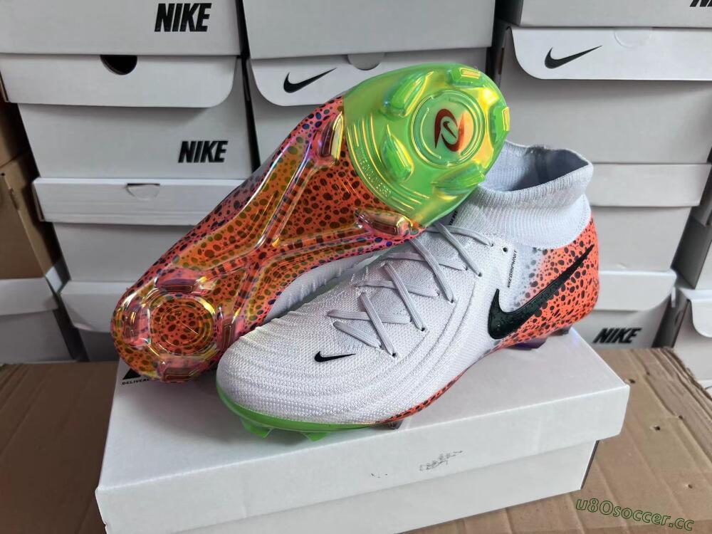 Unisex Nike Phantom Luna Elite NU FG Firm Ground High-Tops Football Boots - White/Black/Orange