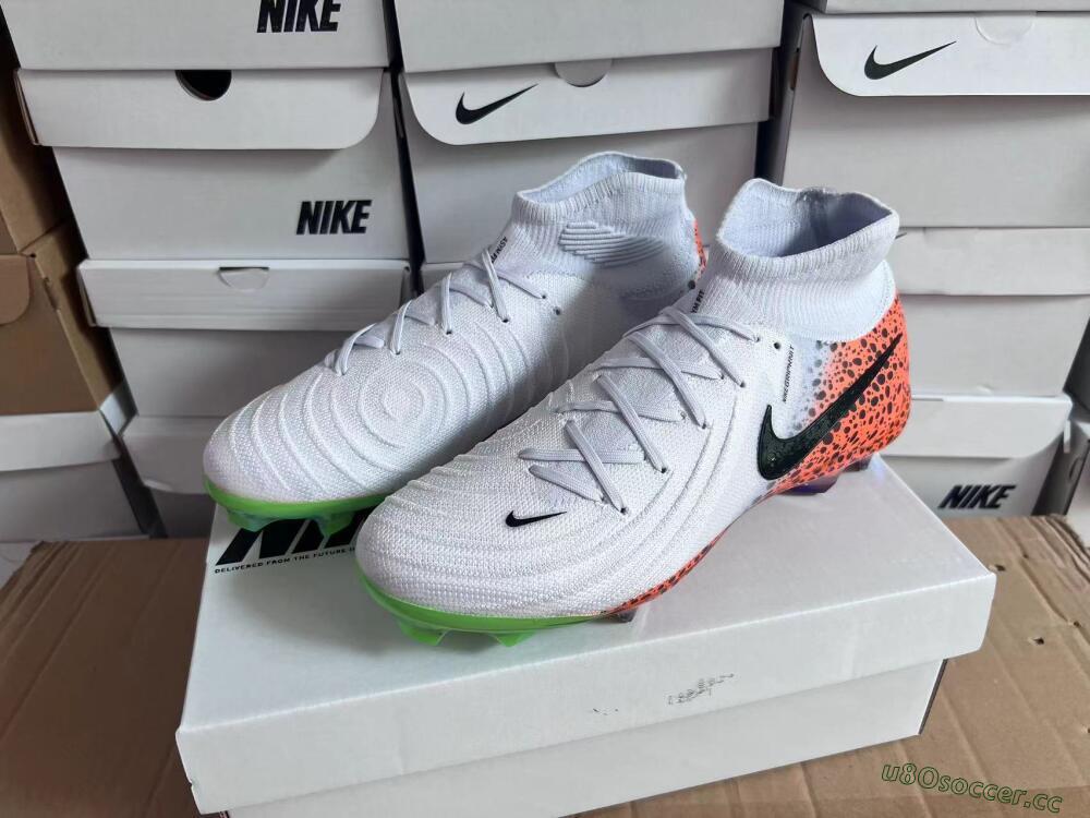 Unisex Nike Phantom Luna Elite NU FG Firm Ground High-Tops Football Boots - White/Black/Orange