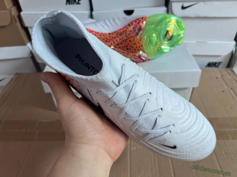 Unisex Nike Phantom Luna Elite NU FG Firm Ground High-Tops Football Boots - White/Black/Orange
