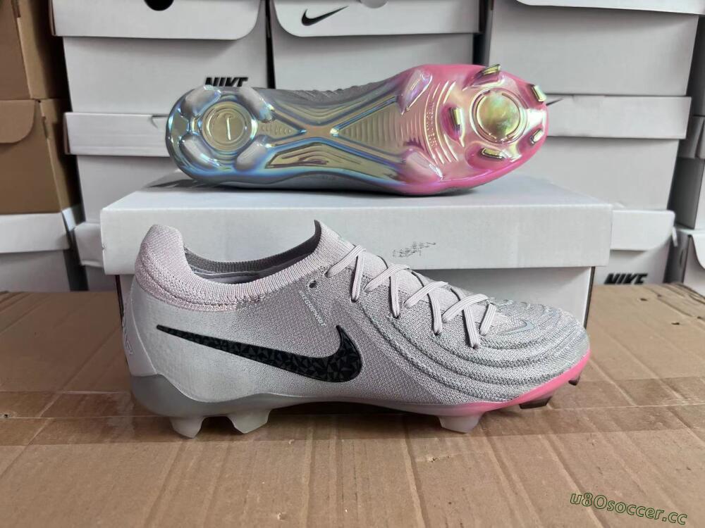 Unisex Nike Phantom Luna Elite NU FG Firm Ground Low-Tops Football Boots - Grey/Black/Blue