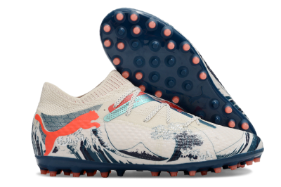 Men's Puma Future Ultimate MG Multi Ground Low-Tops Football Boots - Beige/Blue/Red