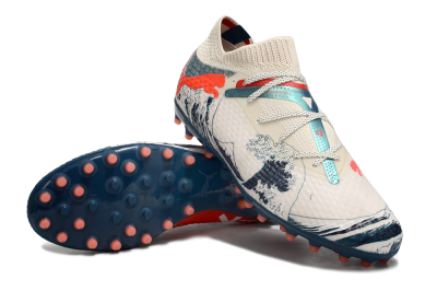 Men's Puma Future Ultimate MG Multi Ground Low-Tops Football Boots - Beige/Blue/Red