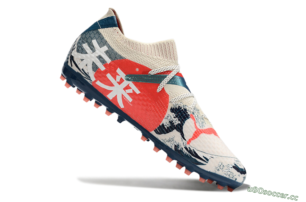 Men's Puma Future Ultimate MG Multi Ground Low-Tops Football Boots - Beige/Blue/Red 5