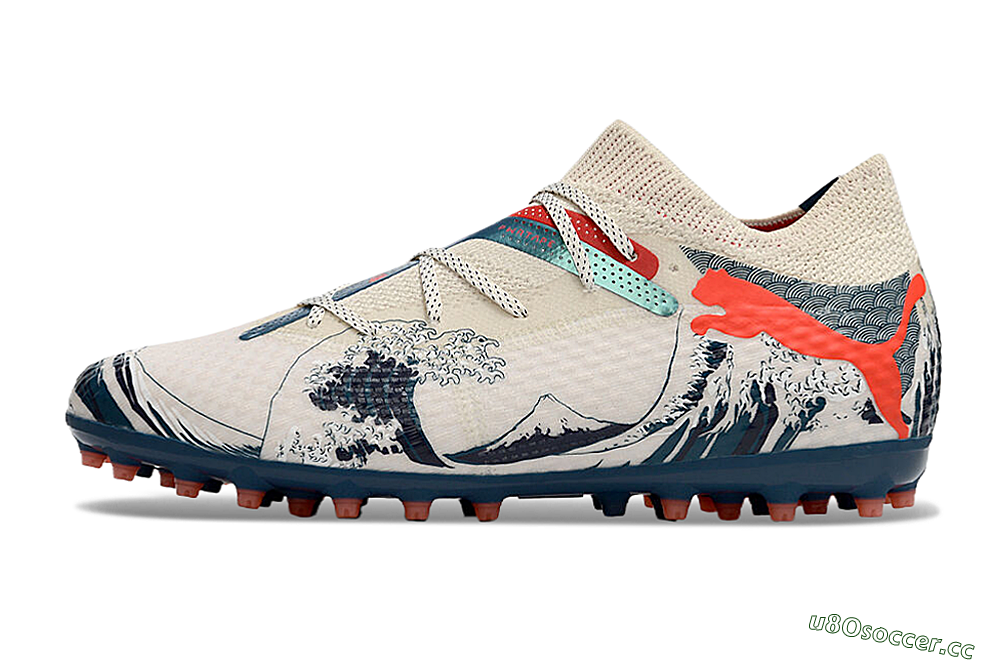 Men's Puma Future Ultimate MG Multi Ground Low-Tops Football Boots - Beige/Blue/Red 6