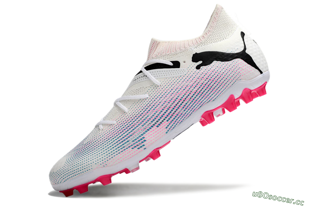 Men's Puma Future Ultimate MG Multi Ground Low-Tops Football Boots - White/Black/Pink 5
