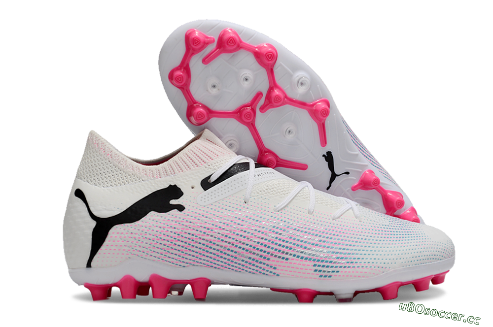 Men's Puma Future Ultimate MG Multi Ground Low-Tops Football Boots - White/Black/Pink 2