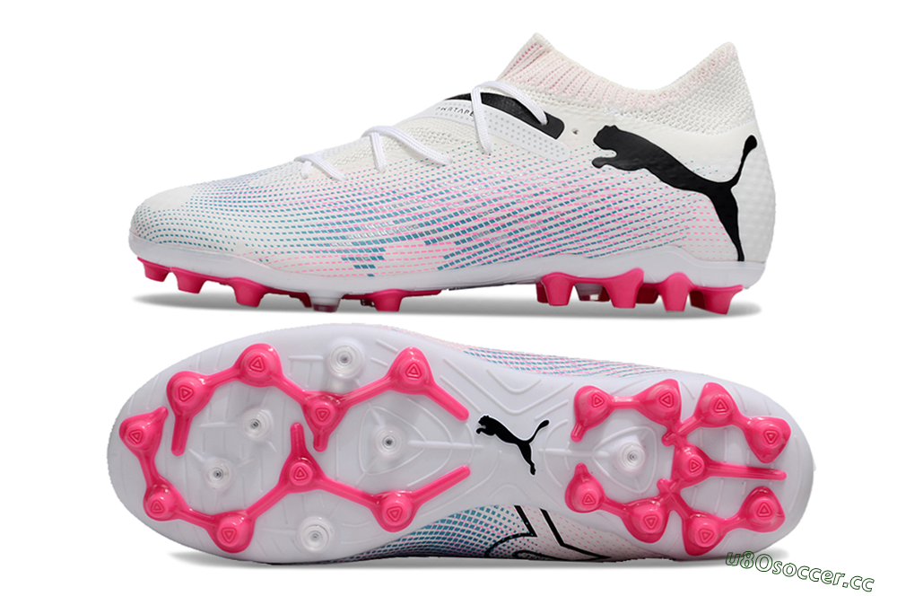 Men's Puma Future Ultimate MG Multi Ground Low-Tops Football Boots - White/Black/Pink 1