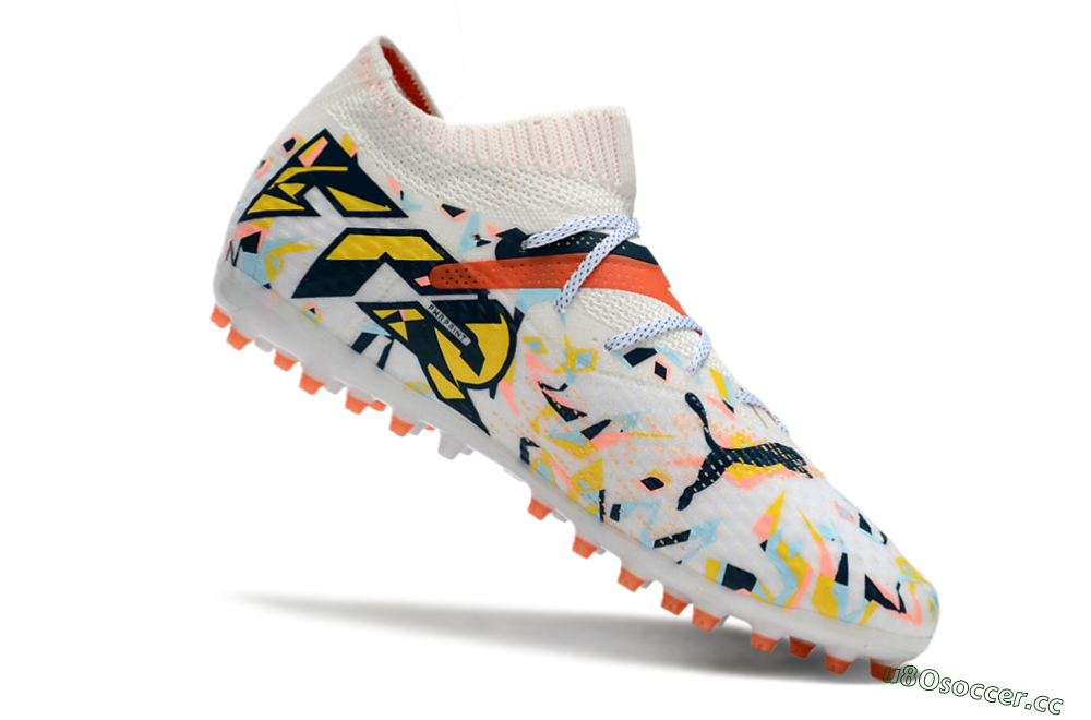 Men's Puma Future Ultimate MG Multi Ground Low-Tops Football Boots - White/Pink/Yellow/Black 4