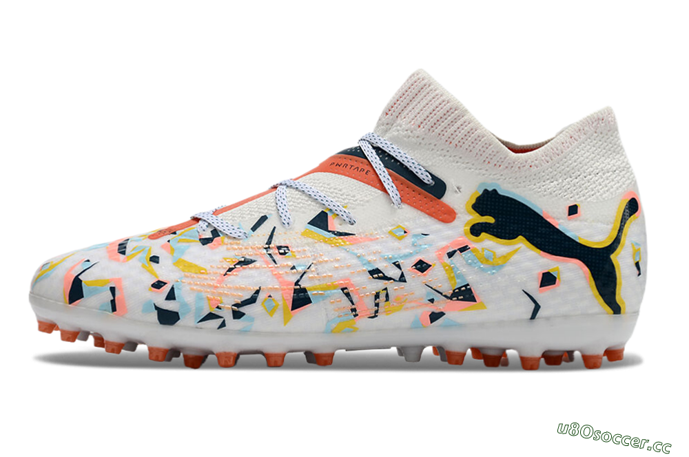Men's Puma Future Ultimate MG Multi Ground Low-Tops Football Boots - White/Pink/Yellow/Black 0