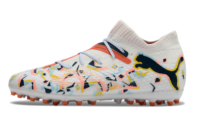 Men's Puma Future Ultimate MG Multi Ground Low-Tops Football Boots - White/Pink/Yellow/Black