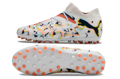 Men's Puma Future Ultimate MG Multi Ground Low-Tops Football Boots - White/Pink/Yellow/Black