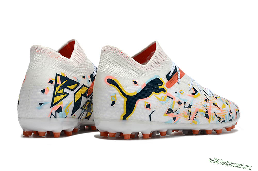 Men's Puma Future Ultimate MG Multi Ground Low-Tops Football Boots - White/Pink/Yellow/Black 6